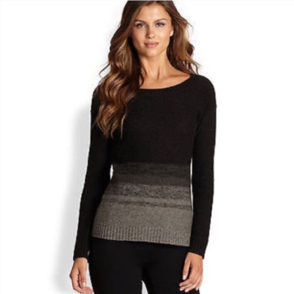 Eileen Fisher black gray ombre yak wool silk blend sweater petite